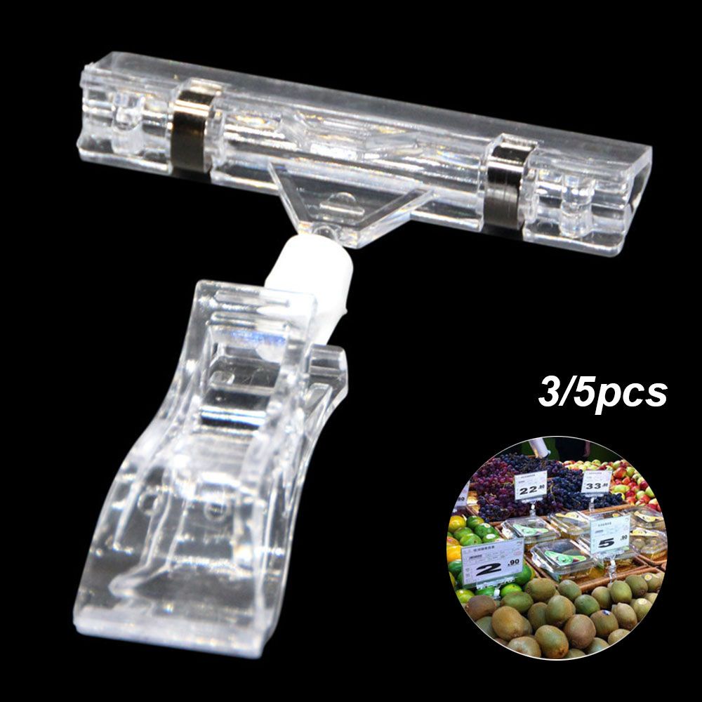 SUSANS 3/5 cái Giá trong suốt Kẹp Giá Nhãn Nhãn POP Đoạn quảng cáo Bảng hiệu nhựa Hiển thị đa chức năng Bền mới