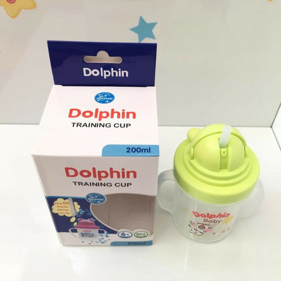 Bình uống nước ống hút Dolphin 200ML cho bé