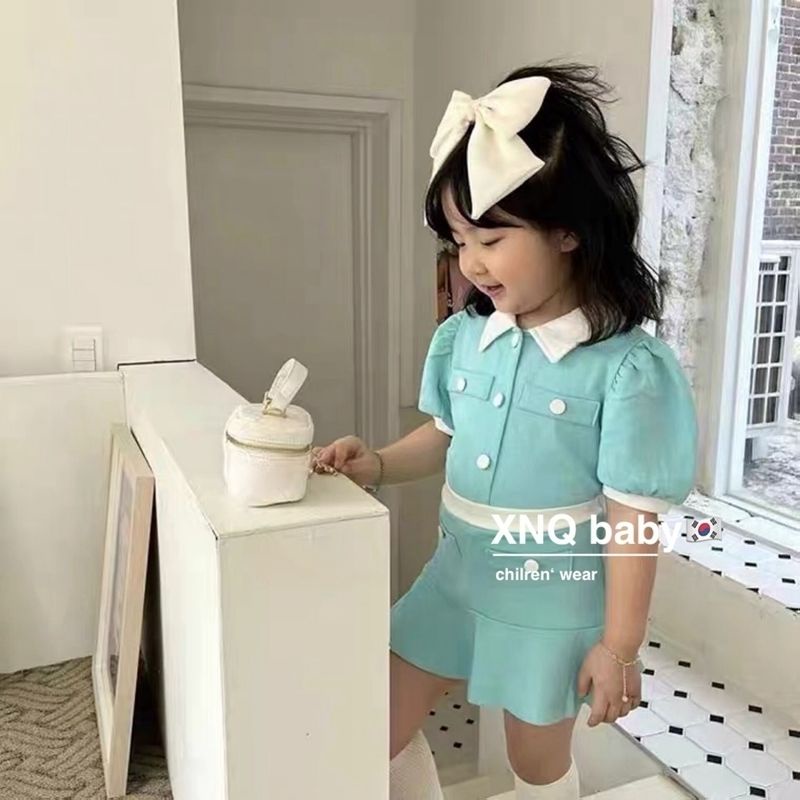 Set Áo Thun Ngắn Tay + Chân Váy Xếp Ly 5 Món Thời Trang Cho Bé Gái