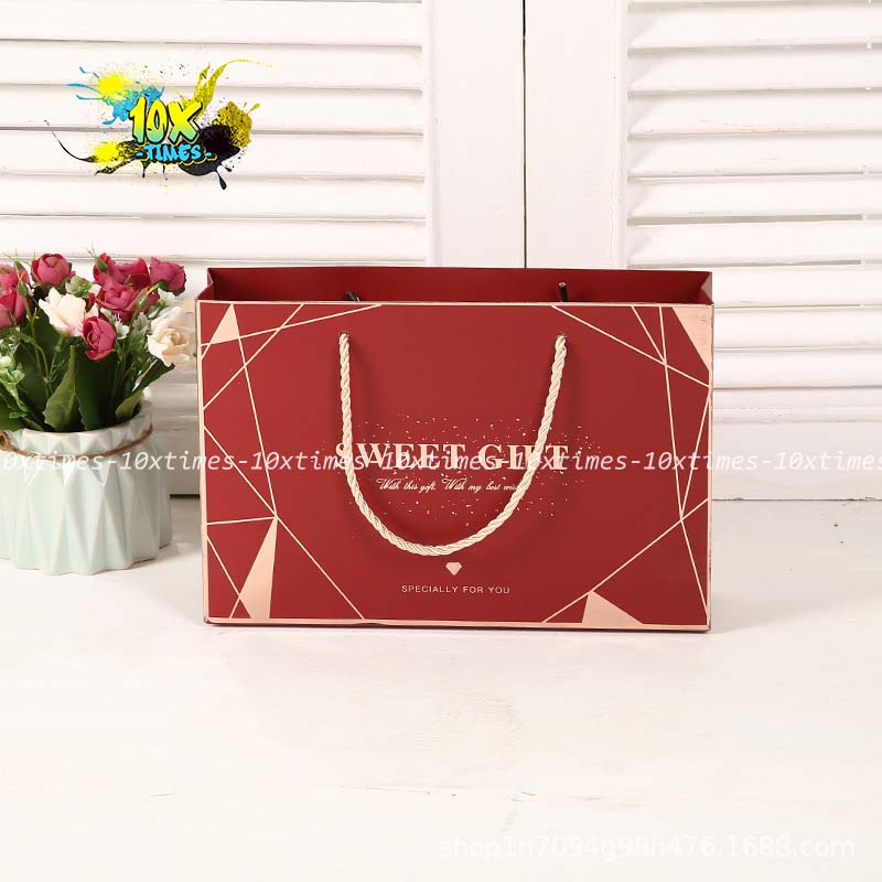 Set hộp 26*16*5.5 cm đựng quà tặng đỏ sweet sang trọng sinh nhật bạn gái bạn trai đối tác, valentine, ngày lễ có quai