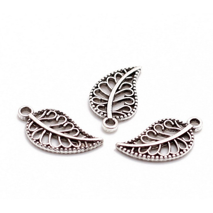 Set 10 Mặt Dây Chuyền Hợp Kim Kẽm Hình Chiếc Lá Phong Cách Vintage