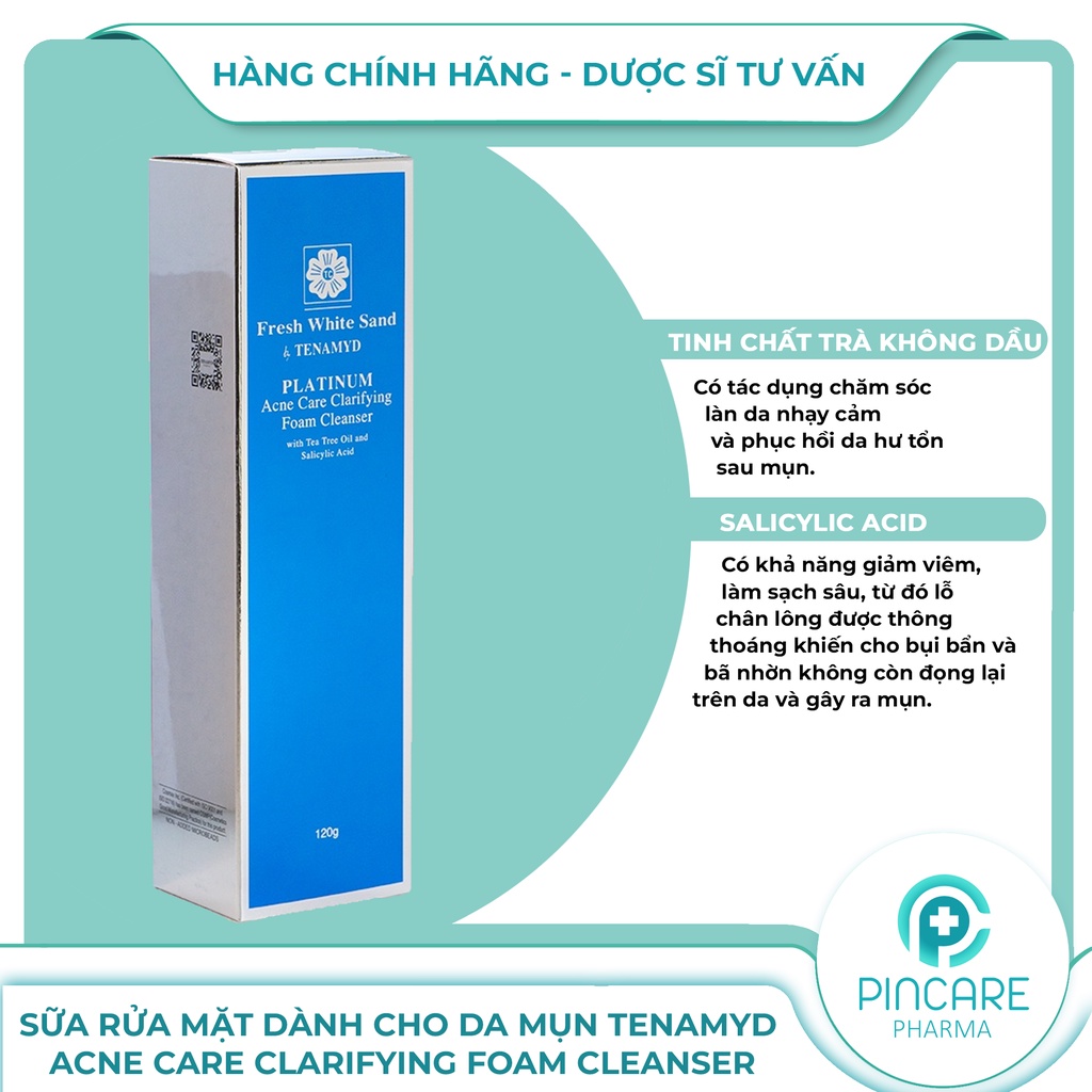 Sữa rửa mặt cho da mụn Tenamyd Acne Care Clarifying Foam Cleanser 120g - Hàng chính hãng - Nhà thuốc PinCare