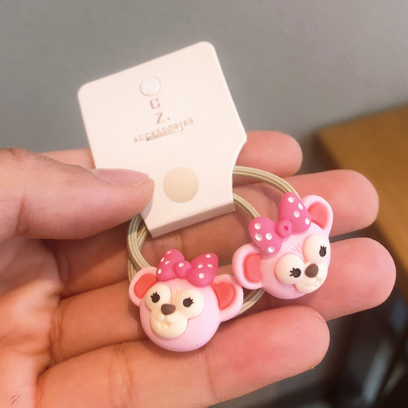 Set 2 Dây Cột Tóc Co Giãn Hình Sóc Chuột Dễ Thương Cho Bé Gái