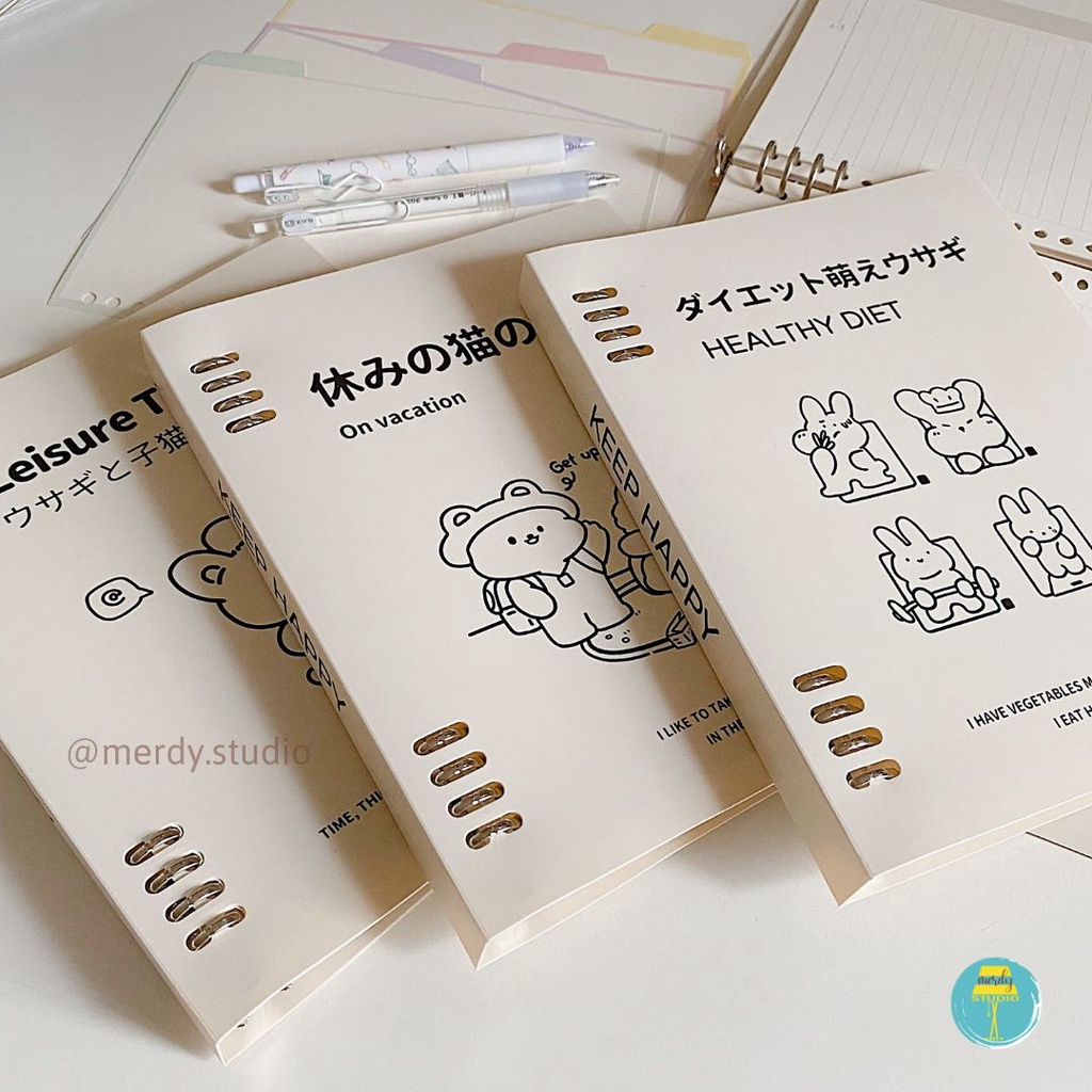 Sổ còng Bunny Binder 120 trang size A5, B5 phong cách Nhật Bản