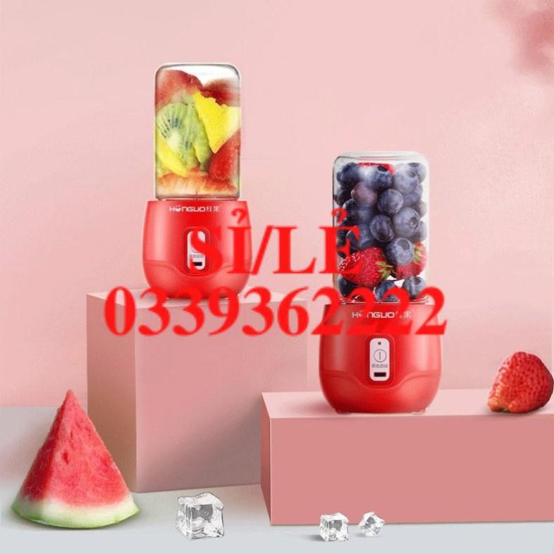 [ COCOLOVE ] [6 LƯỠI] MÁY XAY SINH TỐ TRÁI CÂY CẦM TAY CAO CẤP HONGUO SẠC PIN 300ml (MXM35)  HAIANHSHOP