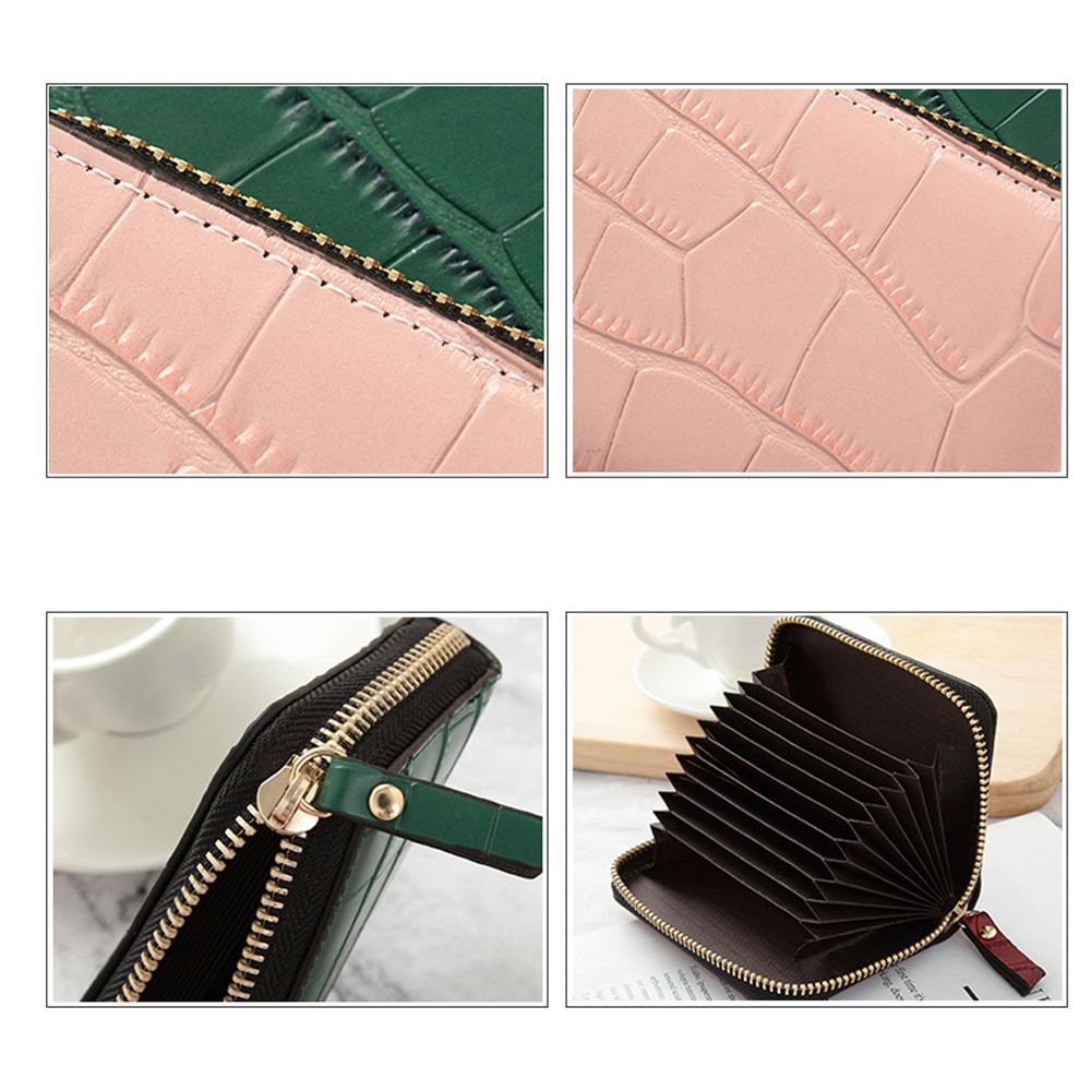 Ví Đựng Thẻ Id Bằng Da Pu Mỏng Có Khóa Kéo Nhiều Màu Cho Nữ