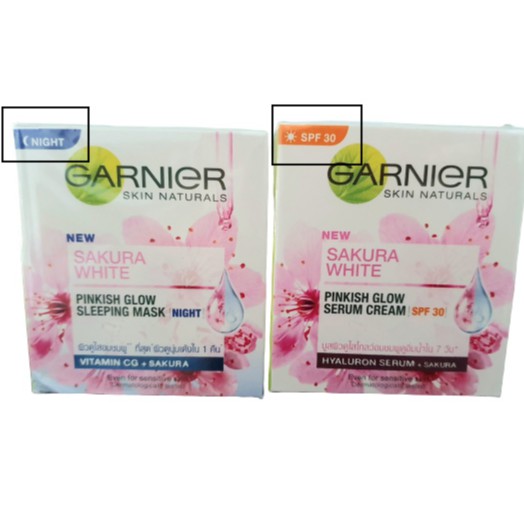 💯CHÍNH HÃNG💯Combo[Kem] Ngày và Đêm dưỡng trắng da (Garnier Sakura White) Thái Lan