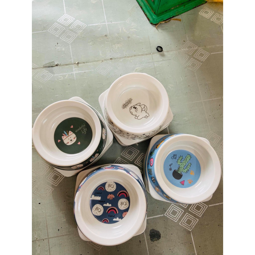 Bát nhựa đơn đế vuông cho chó mèo