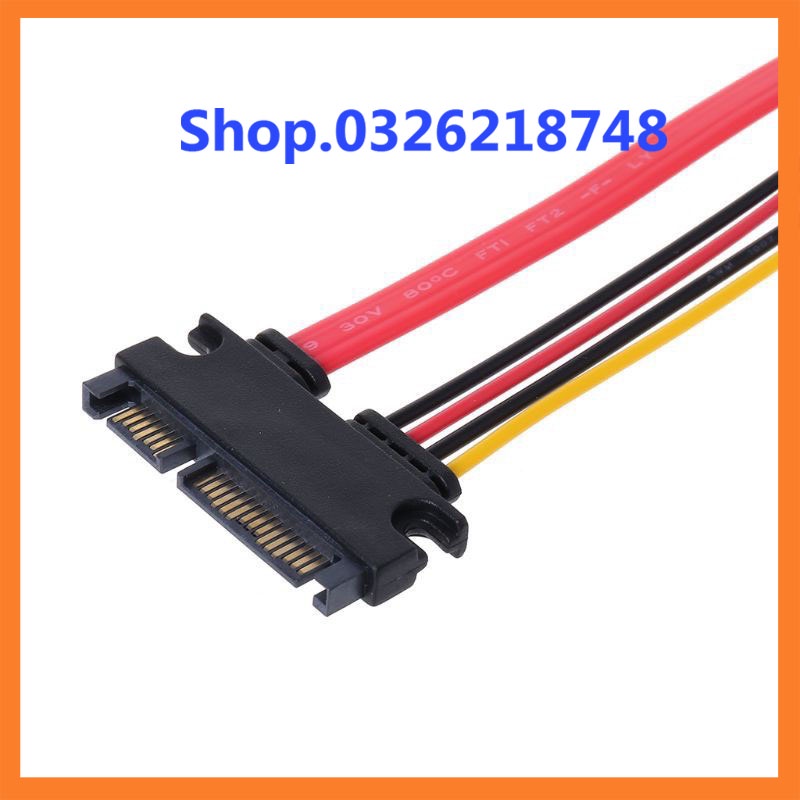 Dây Cáp Sata Nối Dài, cáp nối dài SATA kèm nguồn 30cm 22pin (15 + 7)  Male Sang Female Sata