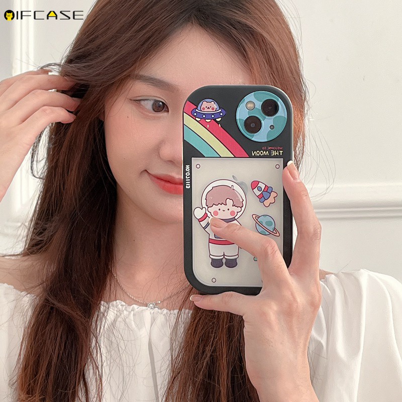 Ốp Điện Thoại Mềm Trong Suốt In Hình Phi Hành Gia / Nơ / Cầu Vồng Đơn Giản Sáng Tạo Cho iPhone 13 12 11 Pro Max XS Max XR X