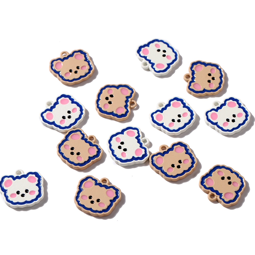 Bộ 5 / 10 Mặt Dây Chuyền Hình Gấu Và Dâu Tây Phun Sơn Dầu Bằng Hợp Kim