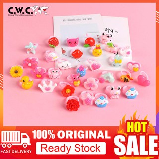🎀Cổ Phiếu Sẵn Sàng🎀 Nhẫn Nhựa Acrylic Họa Tiết Động Vật Trái Tim Cho Bé