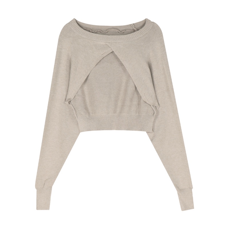 QKOOLE  Áo hai dây dệt kim sọc ca rô và áo khoác dệt kim phong cách Hàn Quốc dành cho nữ