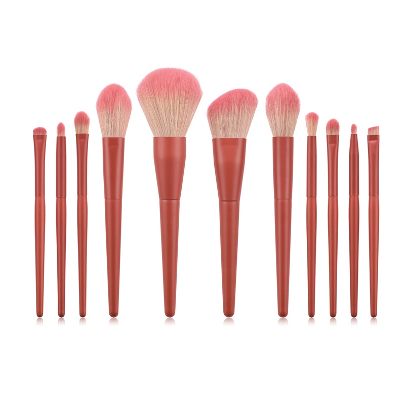 Set 11 Cây Cọ Trang Điểm Chuyên Nghiệp Tay Cầm Màu Hồng Đất Thời Thượng Lông siêu Mịn T-11-019