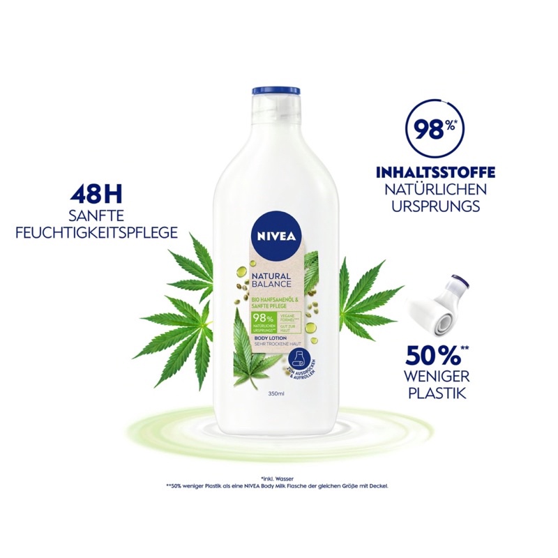 (Đủ bill) Dưỡng thể Nivea Đức Natural Balance chiết xuất thành phần thiên nhiên dưỡng ẩm da mềm mượt tới 48h