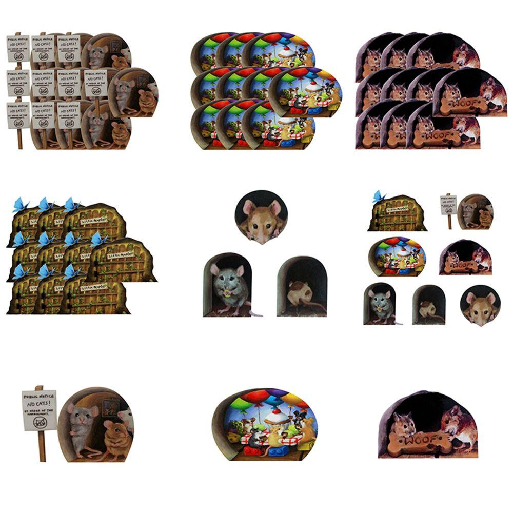 YIYU Sticker Dán Tường Họa Tiết Hình Con Chuột 3D Dùng Trong Trang Trí Nhà Bếp, Phòng Ngủ