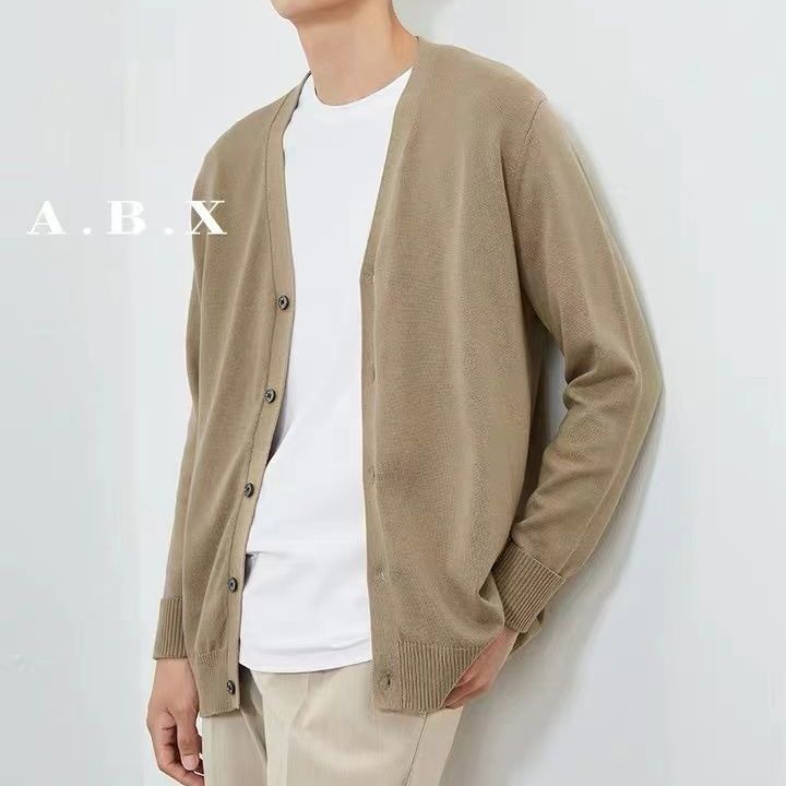Áo Khoác Cardigan Dệt Kim Mỏng Dáng Rộng Thời Trang Cho Nam