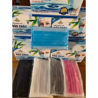 khẩu trang y tế bảo châu 4 lớp hộp 50 cái đủ 5 màu