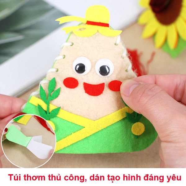 Tự làm túi thơm thủ công, túi dán màu cho bé