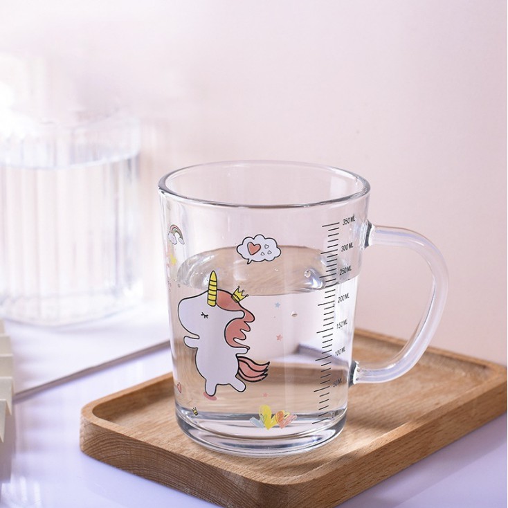 Cốc thủy tinh cho bé Cup Milk 400ml kèm ống hút giao mẫu ngẫu nhiên 3H04