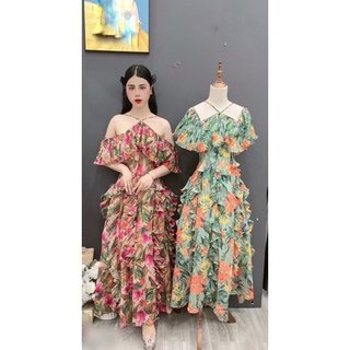 Váy voan hoa tơ dập ly