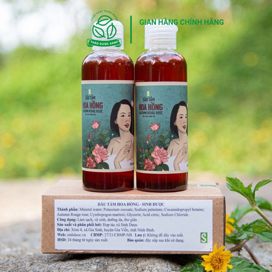 Dầu tắm hoa hồng Bách hóa thảo dược xanh sữa tắm sinh dược thiên nhiên 100ml