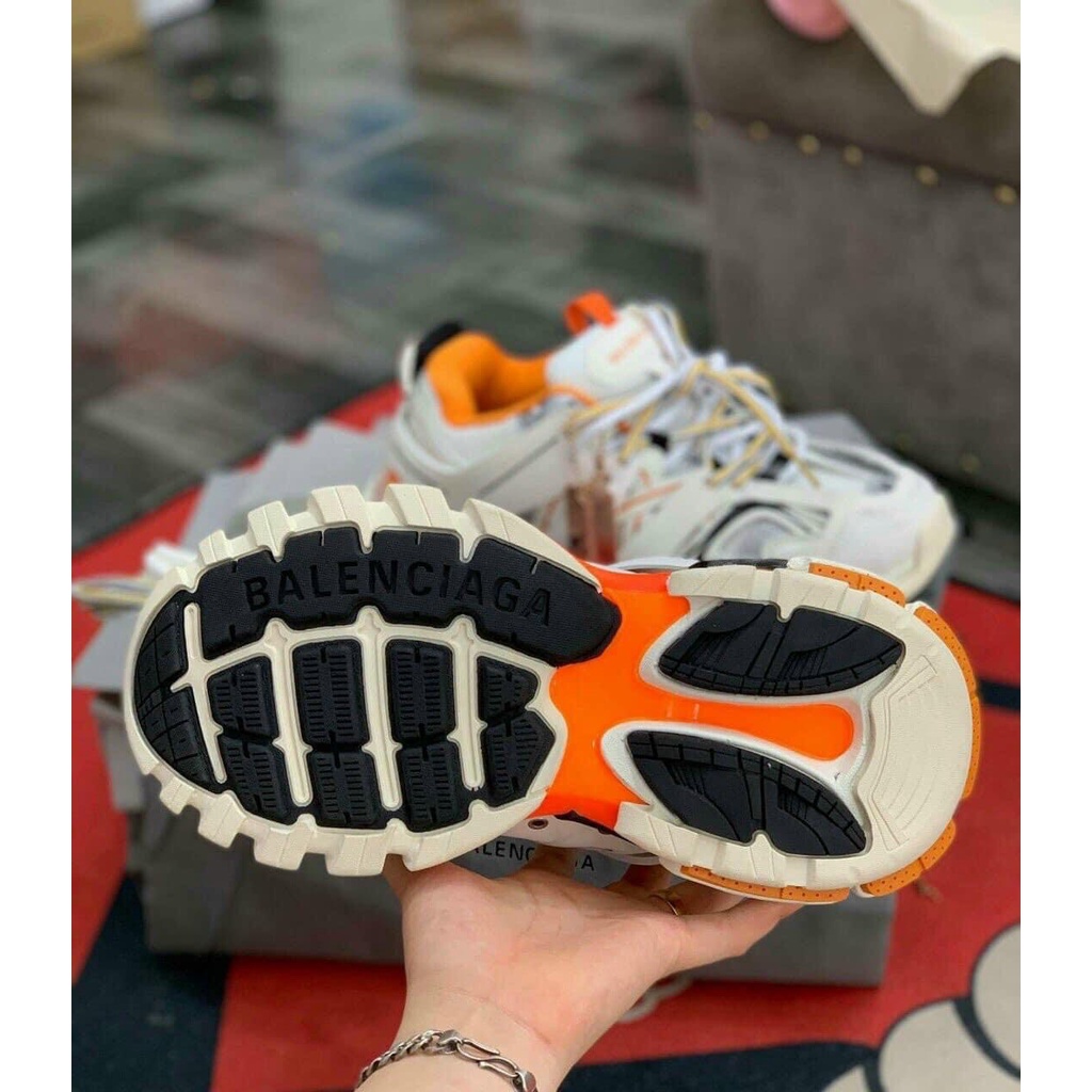 GIÀY THỂ THAO SNEAKER NAM NỮ BA LEN CIAGA TRACK 3.0 năng động cá tính dành cho thanh niên màu trắng cam có phản quang