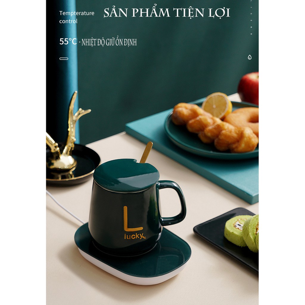 [Hàng cao cấp] MÁY HÂM NÓNG SỮA CAFE CHÁO KÈM CỐC SỨ VÀ THÌA SIÊU SANG