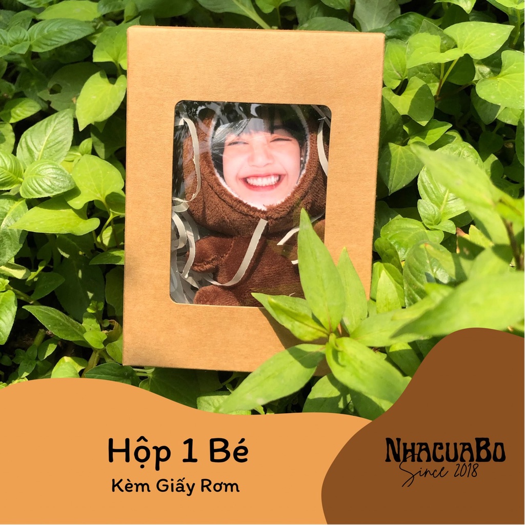 Hộp Quà Tặng Giấy Kraft Mặt Kính [KHÔNG KÈM GẤU] - Tặng Kèm Trái Tim Nhồi Bông