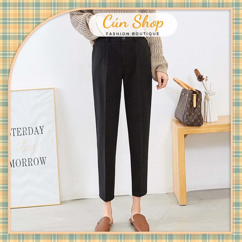 Quần baggy nữ ống đứng công sở phối túi chéo cơ bản tôn dáng - Cún Shop