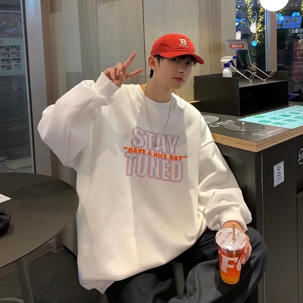 Áo Nỉ Tròng Đầu Dáng Rộng In Chữ Cỡ M-5XL Thời Trang Nhật Bản Cho Nam