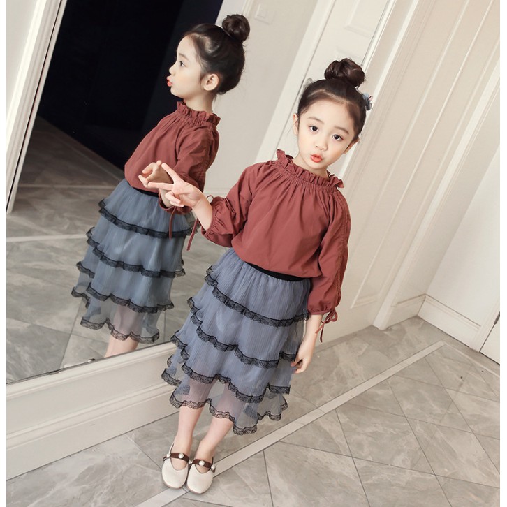 Chân váy ren tầng cho bé gái 8 tuổi kiểu dáng hàn quốc- candy house
