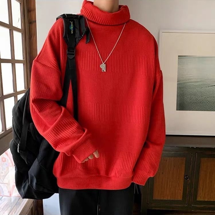 Áo Khoác Sweater Cổ Lọ Dáng Rộng Màu Trắng Đen Phong Cách Hàn Quốc Cho Nam Giới | BigBuy360 - bigbuy360.vn