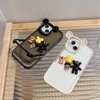 Ốp Điện Thoại Mềm Hình Búp Bê Gấu 3D Có Giá Đỡ Cho IPhone XS Max XR 11 12 13 14 Pro Max 14 pLUS 7 + 8 +