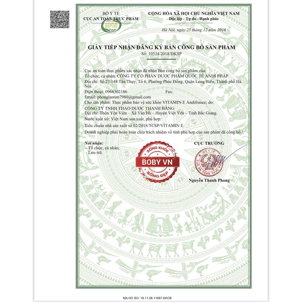 Vitamin e Andifrance hỗ trợ người bị lão hóa da, làm đẹp da.