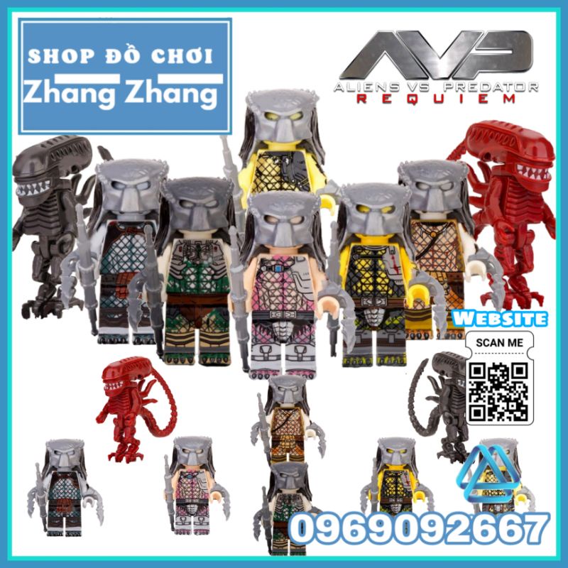 Đồ chơi Xếp hình Predator vs Alien Cuộc chiến dưới chân tháp cổ giữa quái vật ngoài hành tinh Minifigures POGO PG8254