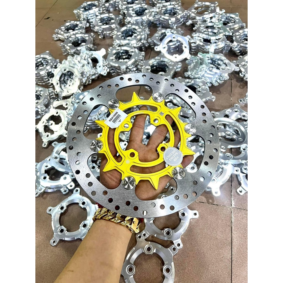 MÀU VÀNG RẤT ĐẸP - Đĩa Thắng Trước 4 lỗ size 260mm, Lòng Vàng ANOT Khoen INOX 304 Không Gỉ, gắn Thông Dụng nhiều xe
