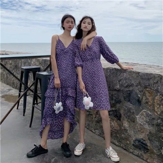 Váy dây / váy đắp chéo hoa nhí