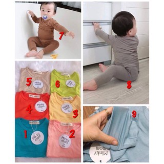 Bộ dài tay Minky Mom trơn chất thun lạnh cho bé yêu
