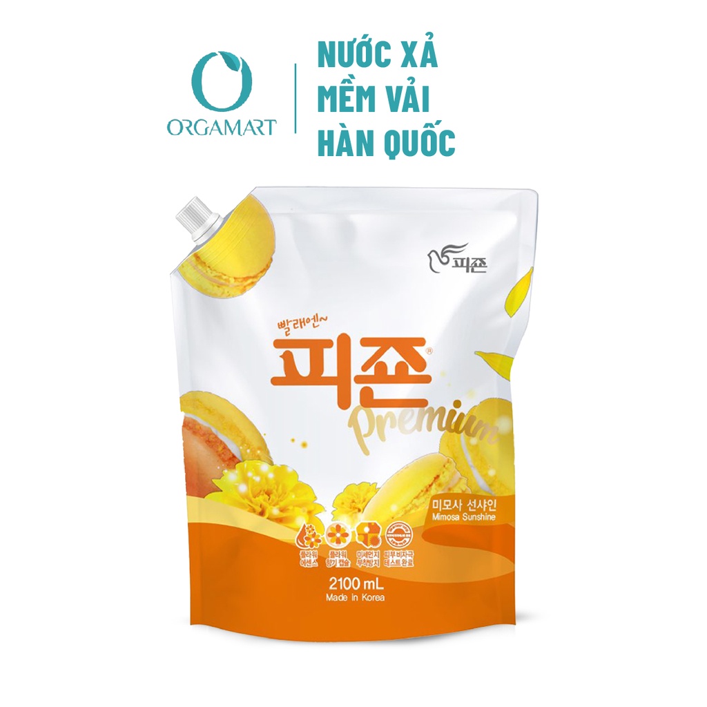 Nước Xả Vải Pigeon Hương Hoa Mimosa Hàn Quốc Khử Mùi, Chống Nấm Mốc Túi 2.1l