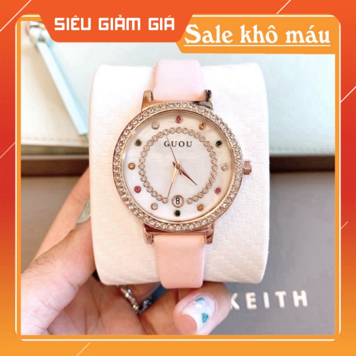 Đồng hồ nữ Guou mặt tròn dây da siêu bền , kiểu dáng thời thượng , trẻ trung | BigBuy360 - bigbuy360.vn