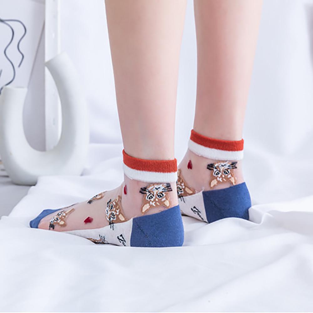 Vớ Cotton Mỏng Họa Tiết Mèo Dễ Thương Cho Nữ|Vớ Chân Họa Tiết Hoa Thời Trang