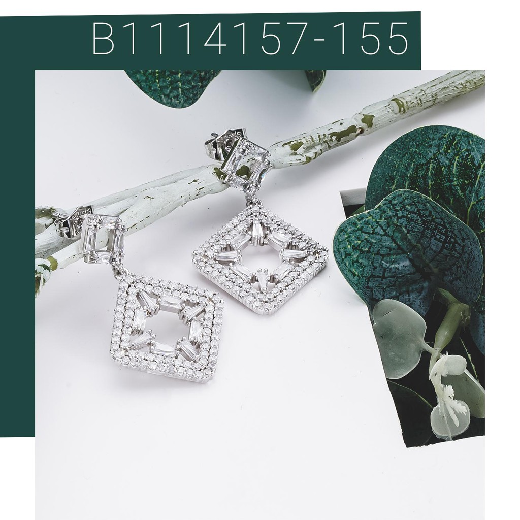 Bông tai nữ UHA mạ vàng 18K , đính kim cương nhân tạo B1114157-155