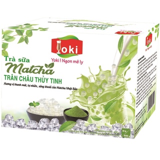 Trà sữa Matcha trân châu thủy tinh Yoki 400g (8 gói trà sữa Matcha 20g+8 gói trân châu thủy tinh 30g)