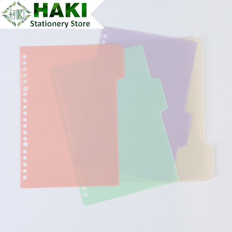 Tab phân trang HAKI chia trang chỉ mục set 4 tờ trơn màu pastel A5 B5 A4 20 26 30 lỗ dụng cụ văn phòng phẩm