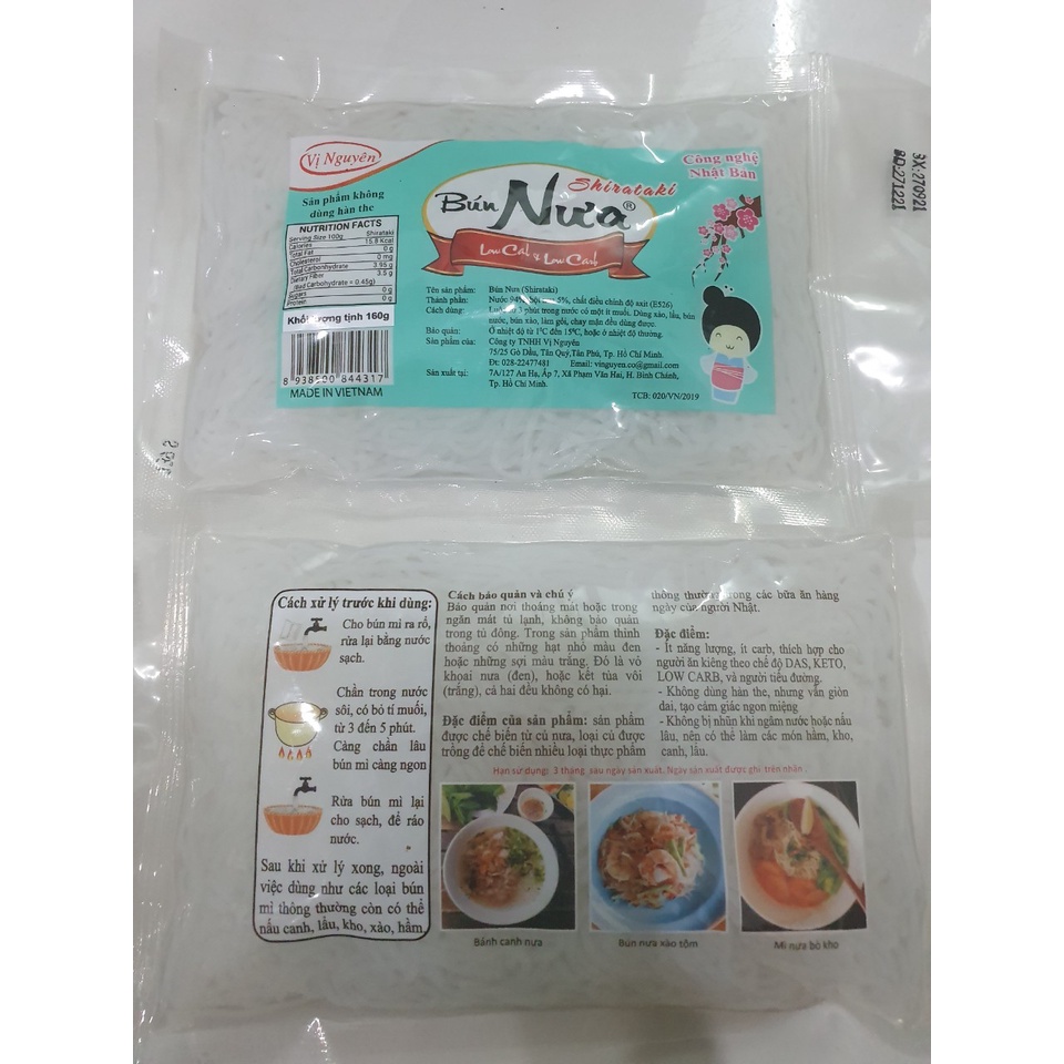 5 gói Bún nưa Vị Nguyên 240g  - Keto - Das - Không Carb