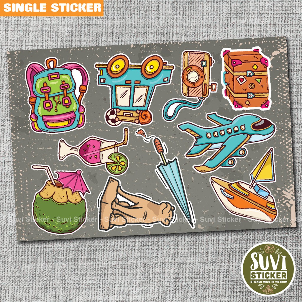 Single Sticker - Hình dán Du Lịch chống nước sticker dán laptop, điện thoại, đàn guitar, mũ bảo hiểm, vali. SG28