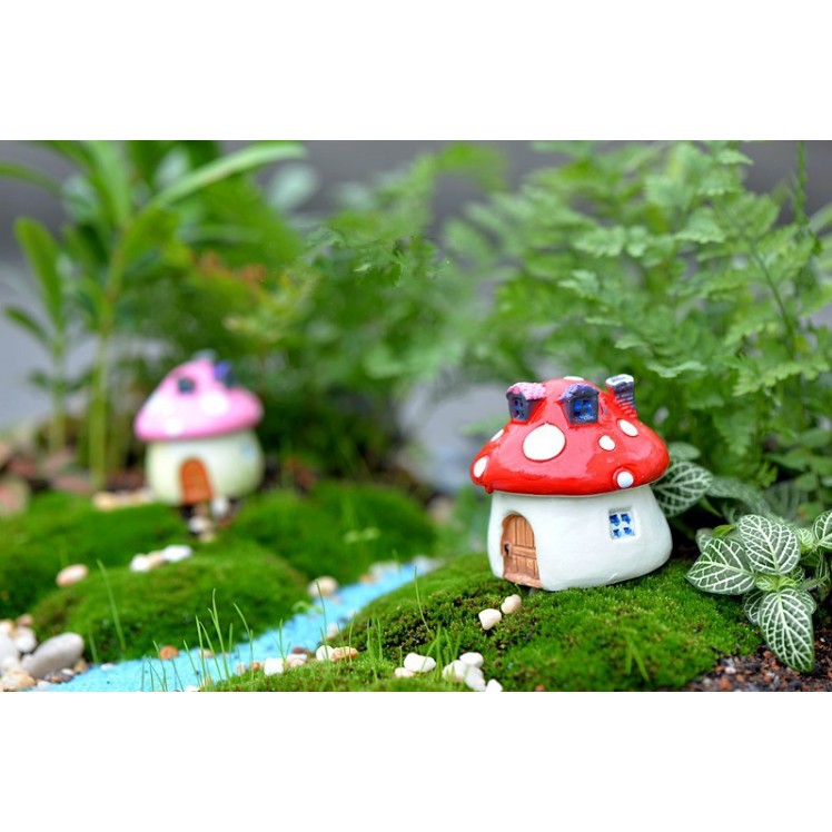 Mô hình ngôi nhà nấm truyện thần tiên dùng trang trí tiểu cảnh, terrarium, DIY