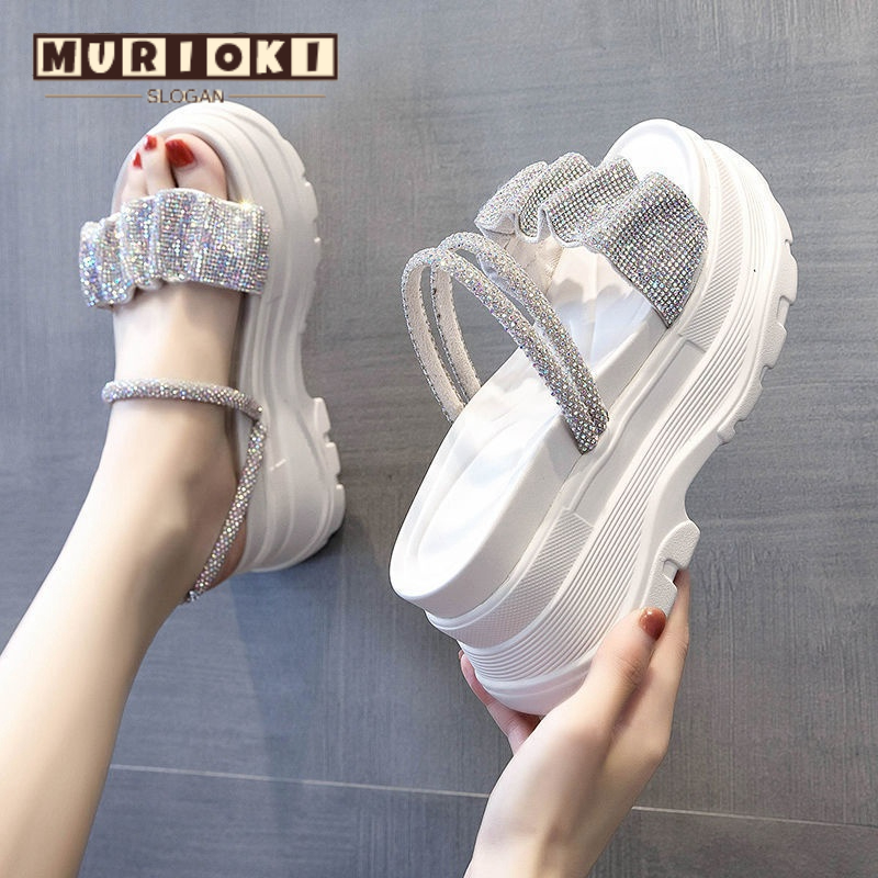 MURIOKI Xăng đan Đế Dày Đính Đá Thời Trang Xinh Xắn Dễ Phối Đồ Cho Nữ