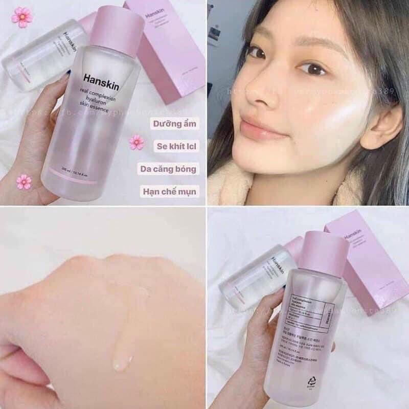 Nước hoa hồng cấp ẩm sáng da Hanskin Real Complexion Hyaluron Essence Toner